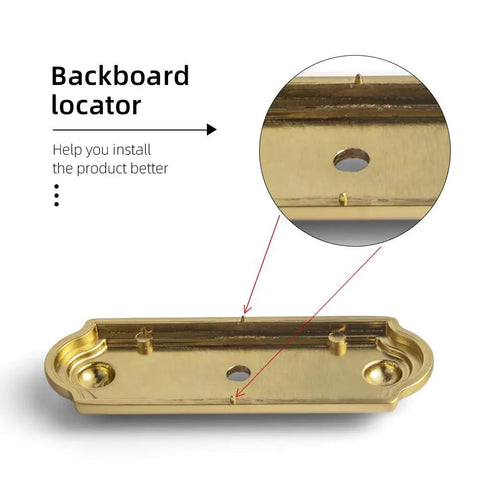 Backboard locator for Brushed Gold Oval Cabinet Knobs Mounted On Square Backplates, helps with installation.