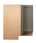 Zero Drama Setup Shaker Base Kitchen Cabinet With Lazy Susan Half Inch Plywood Construction Smooth Glide Soft Close Hinges Magnetic Gray Finish 18 X 30 X 34.5 Inches Made In America showing gray cabinet door and frame construction.