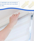 Hand adjusting a plantation shutter using the 40 Piece Telescopic Shutter Repair Pins Spring Loaded Replacement Kit Hella Durable Total No Brainer Fix for Busted Plantation Shutter Louvers with Non Rusting Plastic.