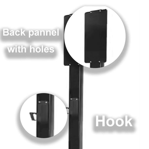 Heavy-Duty EV Charger Holder And Cord Protector with back panel holes and hook for secure wall mounting.