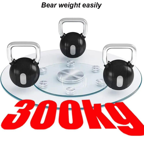 Built Tough Heavy Duty Tempered Glass Lazy Susan Turntable with Smooth As Butter Rotation for Kitchen Tables and Living Rooms. 300kg weight capacity.