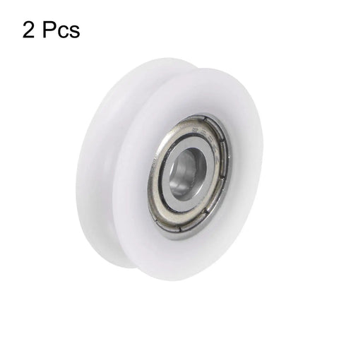 2Pcs Heavy Duty Deep U Groove Nylon Guide Roller Bearings With Smooth Glide Action And Dual Rubber Seals for sliding tracks.