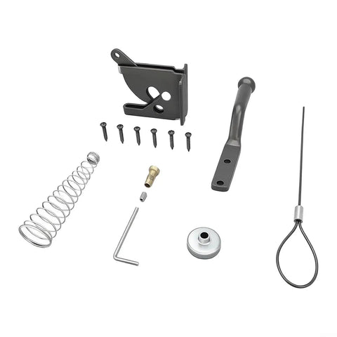 Heavy Duty Reliable Solid Carbon Steel Automatic Gravity Gate Latch With Self Locking Spring Catch For Driveway Man Gate components including springs, screws, and handle.