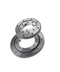 Rock Solid Heavy Duty Slewing Swing Ring Cross Roller Bearing Model 011.10.150 with 214mm outer rim, showing dual ring assembly.