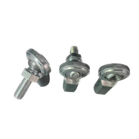 Three metal components from Joystick Rod End Replacement Repair Kit For Front Loader Controllers With Quarter Inch Threads.