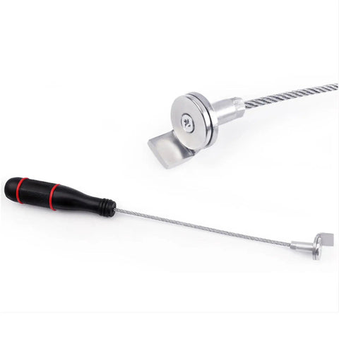 Oil Drain Plug Removal Tool Set With Bendable Steel Wire And Anti Slip PP Handle For Sump Screws Pick Up And Hold Wrench Style Oil Pan Plug Remover Two Pack, close-up