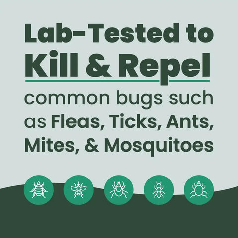 YardSafe Natural Bug Killer And Repellent For Mosquitoes, Ticks, Fleas, Mites And More text and bug icons