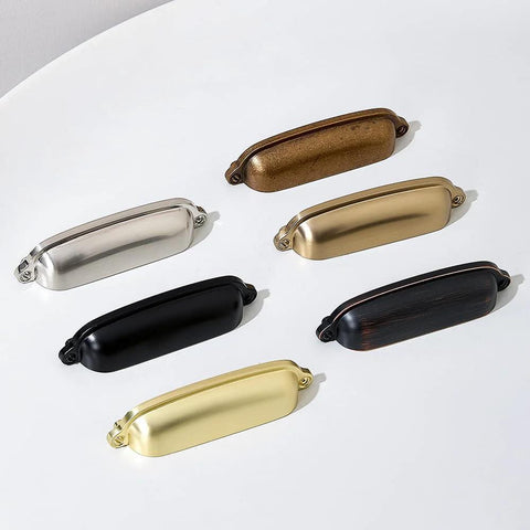 10 Pack Bin Cup Pulls Vintage Shell Handle Cabinet Hardware In Champagne Gold Finish Zinc Alloy Solid Casting variety collection