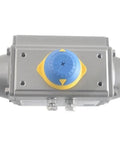 Heavy Duty Double Acting Pneumatic Actuator With 180mm Bore Delivers Knockout Power For Industrial Valve Automation with blue and yellow control knob.