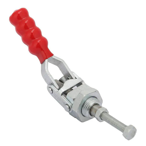 Heavy Duty Toggle Clamp With Push Pull Action Galvanized Iron 100kg Holding Force 20mm Travel M16 Screw Quick Positioning For Welding Jigs Mold Fixtures Inspection Tools Movable Bases, red handle