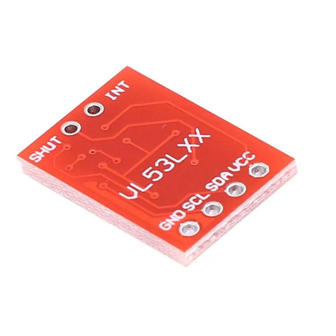 VL53L1X ToF Distance Sensor Module With I2C Interface for Robotics and Drone Builds, top view showing pin headers and circuit design.