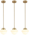 Black 8 Inch Milk Glass Schoolhouse Pendant Light With Adjustable Rods For Farmhouse Ceiling Dope Vintage Vibe Perfect For Living Room Kitchen Dining Hallway Island Pendant Lighting with brass finish
