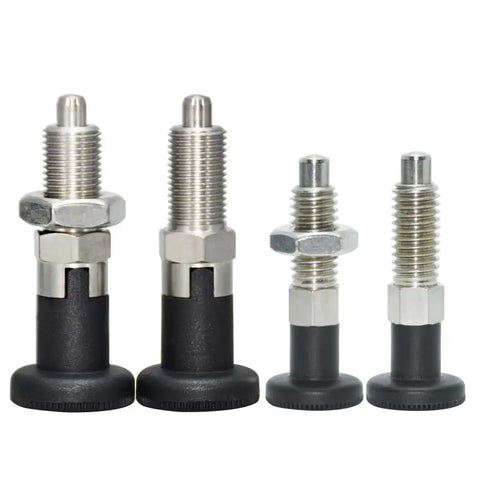 Top-Shelf Indexing Plunger Lock Pin Index Bolt M10-1.5 Coarse Thread Screw Stainless Steel 303 Carbon Steel MT302ZB set of four workholding bolts with different heights