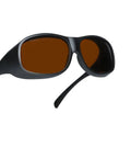 Heavy Duty Laser Safety Glasses For Tattoo Removal Showing Foolproof Od5 Plus Protection Across Key Wavelengths With Tough As Nails Build Quality Delivering Kickass Eye Shielding For Dependable Medical Equipment Use, black frames with brown lenses.