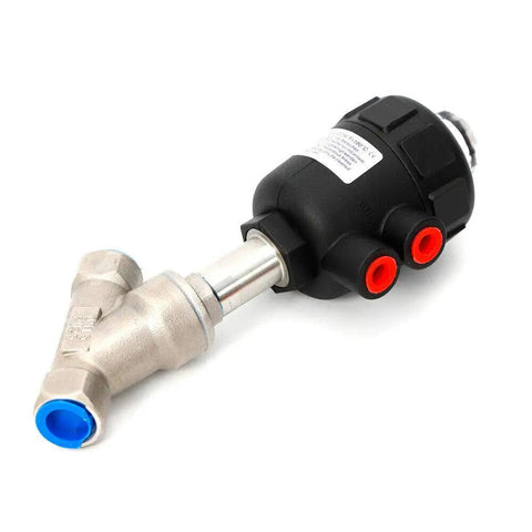 DN15 One Half Inch Pneumatic Angle Seat Valve For Steam Systems, Air Actuated, 0.3 To 1 MPa, PTFE Sealing, 304 Stainless Steel