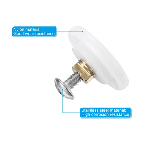 Freakin Smooth 26Mm 1 Inch Shower Door Rollers 4 Pack For Sliding Glass Bathroom Doors White Nylon bearing pulley with screw