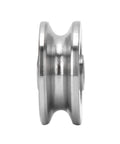 Heavy Duty V Groove Ball Bearing Roller Guide Rail Built Like A Tank From Premium Steel For Slick High Speed Rotation With Dead Silent Action And Rock Solid Reliability For Motors And Daily Projects side view showing smooth steel finish.