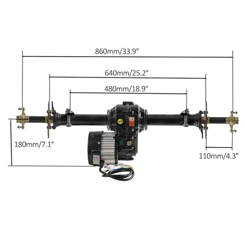 Beefed Up 72V 1500W High Performance Electric Powertrain Kit With Complete Differential Axle Motor And Controller Set, 34 inch axle