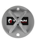 Hella Sturdy Wall And Ceiling Mount Bracket For Bodyweight Suspension Trainers Compatible With Battle Ropes, gray steel plate with logo.