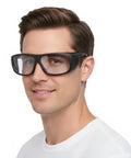 Bombproof CO2 Laser Goggles With Rock Solid OD 6 Plus Filter And Hella Clear 75 VLT Lens For Engraving Cutting And Marking Projects CE EN207 Certified rugged goggles shown on a man.