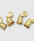 Top Shelf 4 Pack Solid Brass Casters, Hella Durable 360 Degree Swivel Design, showing antique brass wheels for furniture use.