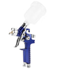 High End Mini Pneumatic Paint Sprayer With Gravity Feed Cup And 0 8MM Nozzle, blue spray gun, ergonomic grip for crafts.