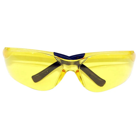 Heavy Duty Amber Safety Glasses With Rad Atac Coating And Grippy Rubber Temples Lock Smoothly During Rough Shifts, front view.