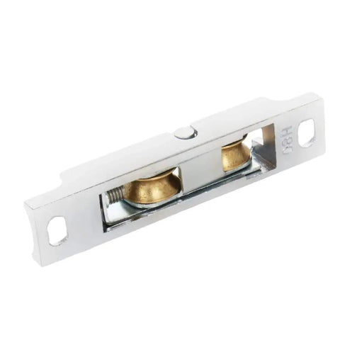 Heavy Duty Stainless Steel Double Wheel Slide Door Track Rollers built tough, showing the U groove and gold wheels.