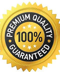 Gold badge with text 'Premium Quality Guaranteed 100%'. Certificate symbol for quality assurance and guarantee.
