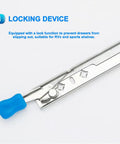 Locking mechanism for One Pair 28 Inch Heavy Duty Drawer Slides With Lock And 250 Lb Load Capacity Full Extension Side Mount Ball Bearing Drawer Rails.