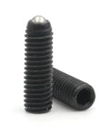 Top Shelf Hex Socket Spring Plunger Set Screw Precision Ball Grub Point Positioning Fastener Grade 12.9 Carbon Steel And 304 Stainless Built Tough No Wiggle Room Quick Install Kit showing two black spring plungers.