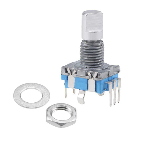 360 Degree Rotary Encoder Code Switch With Digital Potentiometer, Five Pins, 15mm D Shaft, Two Pack, hardware view