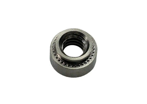 Round Captive Nut Self Clinching 8 32 Thread Stainless Steel Heavy Duty Fastener for quick panel mounting and load holding, close-up view.