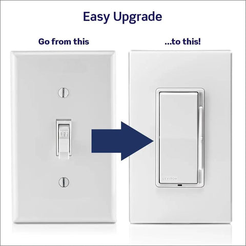 Killer Smooth Slide Dimmer Switch Antimicrobial Mold Resistant For Led And Bulbs Hassle Free Install Wall Plate Clean White Look to Amp Up Your Home Lighting Game Now comparison of old and new light switches.