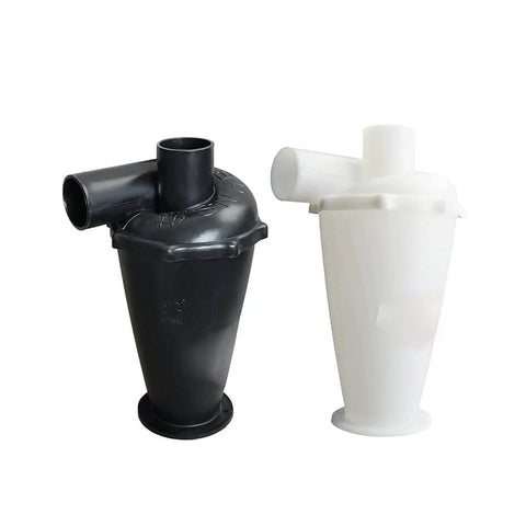 Turbocharged Cyclone Vacuum And Industrial Push Sweeper designed to snag tough messes, featuring black and white dust collectors.