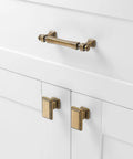 French Style Antique Brass Cabinet Pulls 3 Inch Center To Center Solid Metal Drawer Handles on white cabinet.