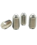 Rock Solid 304 Stainless Steel Spring Plungers In A Top Shelf 4 Piece Set Featuring Smooth Ball Detent Action And Slotted Stems crafted for quick assembly work.