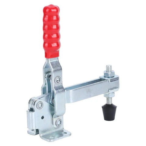 Quick Toggle Clamp For Metal Plate And Circuit Board Positioning Iron Welding Fixture Clamp With Plastic Handle 14 By 15 Cm Manual Holding Tool For Stable Machine Operation, red handle
