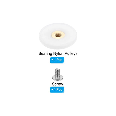 Freakin Smooth 26Mm 1 Inch Shower Door Rollers 4 Pack For Sliding Glass Bathroom Doors White Nylon Bearing Pulleys and screws.