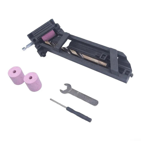 No Nonsense Drill Bit Sharpener Portable Adjustable Angle Grinder Jig For Woodworking And Metal Bits Quick Revival Tool with accessories.