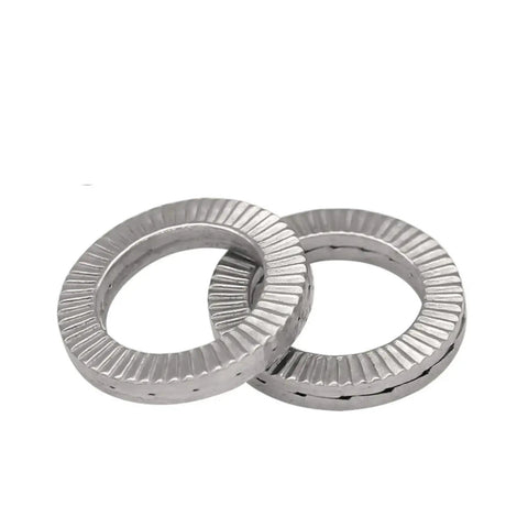 M8 To M20 Wedge Lock Washers 10 To 20 Pieces secure metal fasteners shown from above, designed to handle heat and stress.