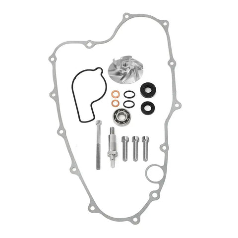 Honda Crf450r Water Pump Rebuild Kit 2002-2008 With Billet Shaft Gasket Seal Bearing Set For Dirt Bikes, includes gasket, impeller, and bearings.