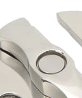 Close-up of Heavy Duty Boat Door Catch Latch 316 Stainless Steel Marine Hardware showing smooth mirror polish and bolt detail.