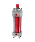 Red Bidirectional Pull Rod Hydraulic Cylinder HOB200X50 for heavy lifts and material handling