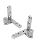 Badass Heavy Duty Pivot Door Hinges Rock Solid 360 Degree Smooth Swinging Stainless Steel Surface Mount No Wiggle Grip For Interior Doors Pack Of Four Pieces, close-up view of two stainless steel hinges.