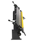 Side view of 24 Inch Pan and Box Brake Heavy Duty Sheet Metal Bender With Removable Fingers 0 to 135 Degree Bending Brake Pro Grade Metalworking Tool
