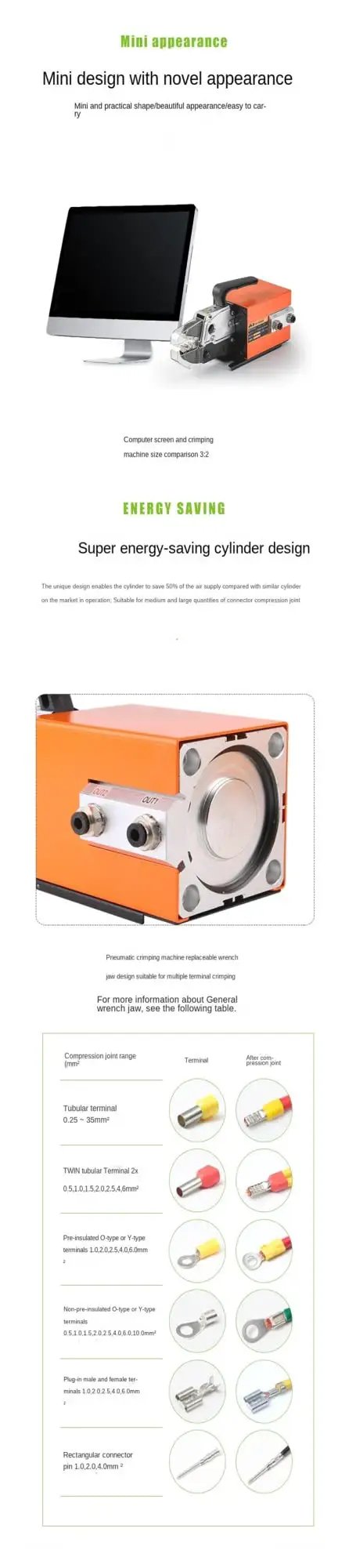 Pro Level Electric Crimping Machine Featuring Automatic Cold Press Terminal Crimper And Interchangeable Jaws For Zero Hassle Setup, compact design with energy-saving features.
