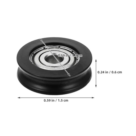 Premium 4Pc Nylon U Groove Guide Pulley Wheel Set With Whisper Quiet Precision Bearings For Door And Window Sliding Tracks. Black nylon wheel.