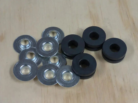 Rock Solid Quad Set Heavy Duty EPDM Rubber Vibration Dampers And Isolation Mounts with galvanized steel washers stacked.