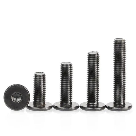 Various lengths of Rock Solid M3X8mm Hex Socket Flat Head Countersunk Bolts Built From Premium Black 304 Stainless Steel.